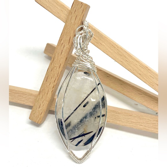 HANDMADE Statement Pendant Black Rutile Quartz Hand Wrapped,Jewelry Gift for Her - Picture 10 of 10